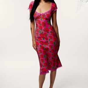 Betsey Johnson Pink Floral Midi Dress (A0020)